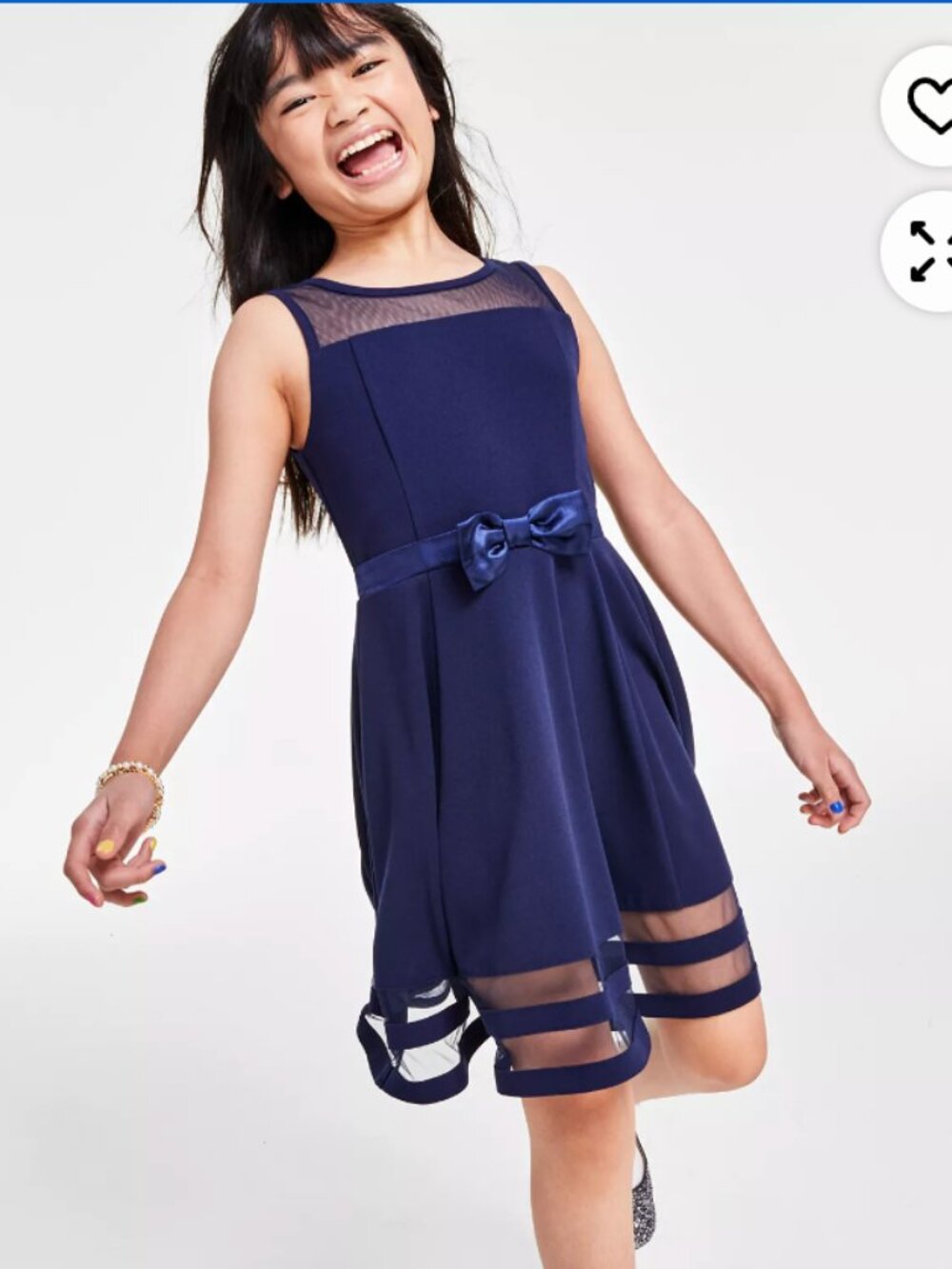 Calvin Klein Girls 8 Navy Blue Bow Party Dress